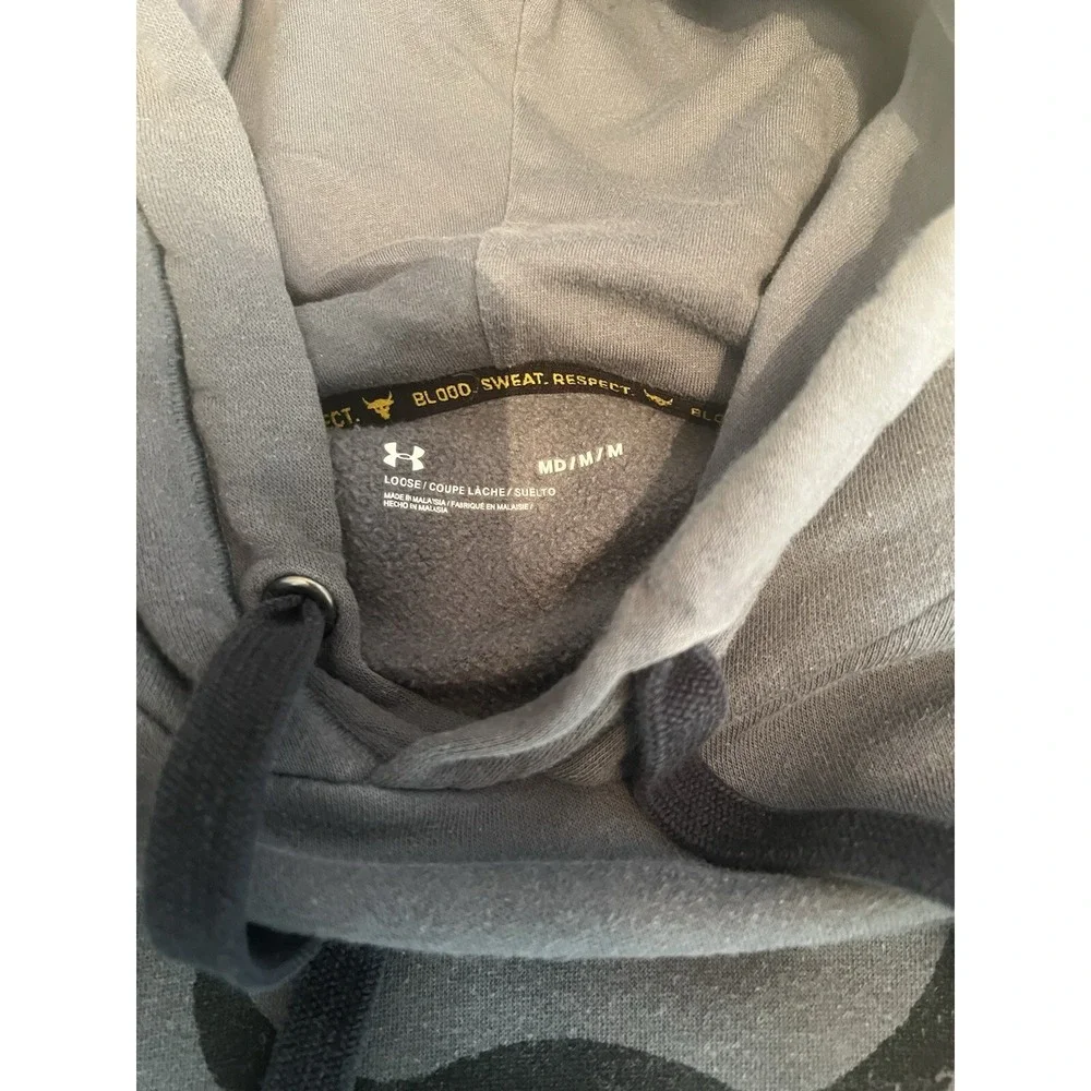 Under Armour Project Rock Brahma Bull Hoodie Gray Mens‎ M Blood Sweat Respect